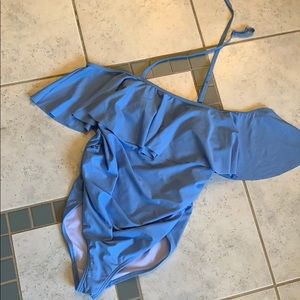 Ruffle Trim Ruched One-piece